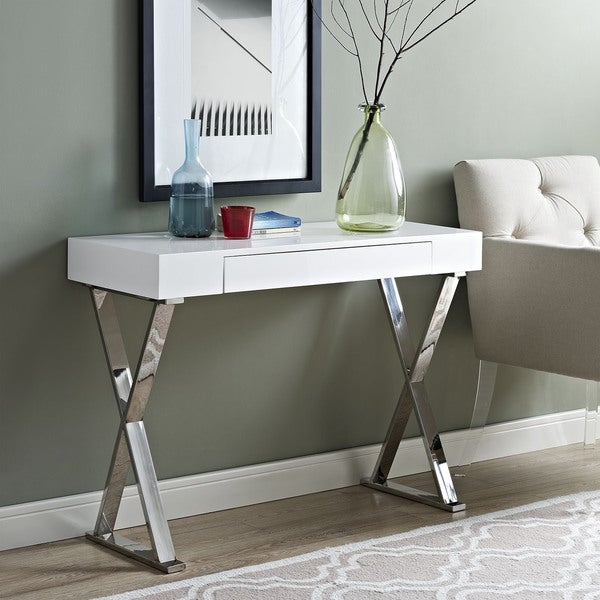 Durable Fiberboard Console Table， White