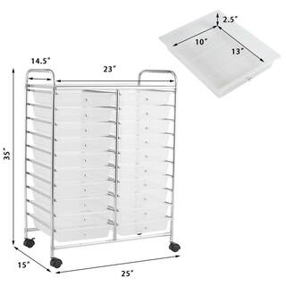 HONEY JOY 20-Drawers Plastic Rolling Storage Cart with Organizer Top Clear TOPB002686