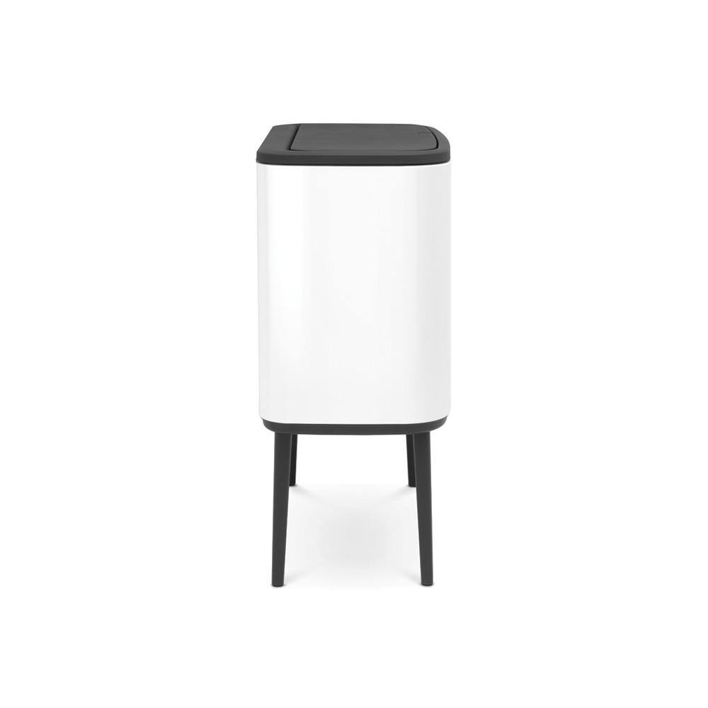 Brabantia Bo 9 Gallon Dual Compartment White Steel Rectangular Recycling Touch Top Trash Can 313547