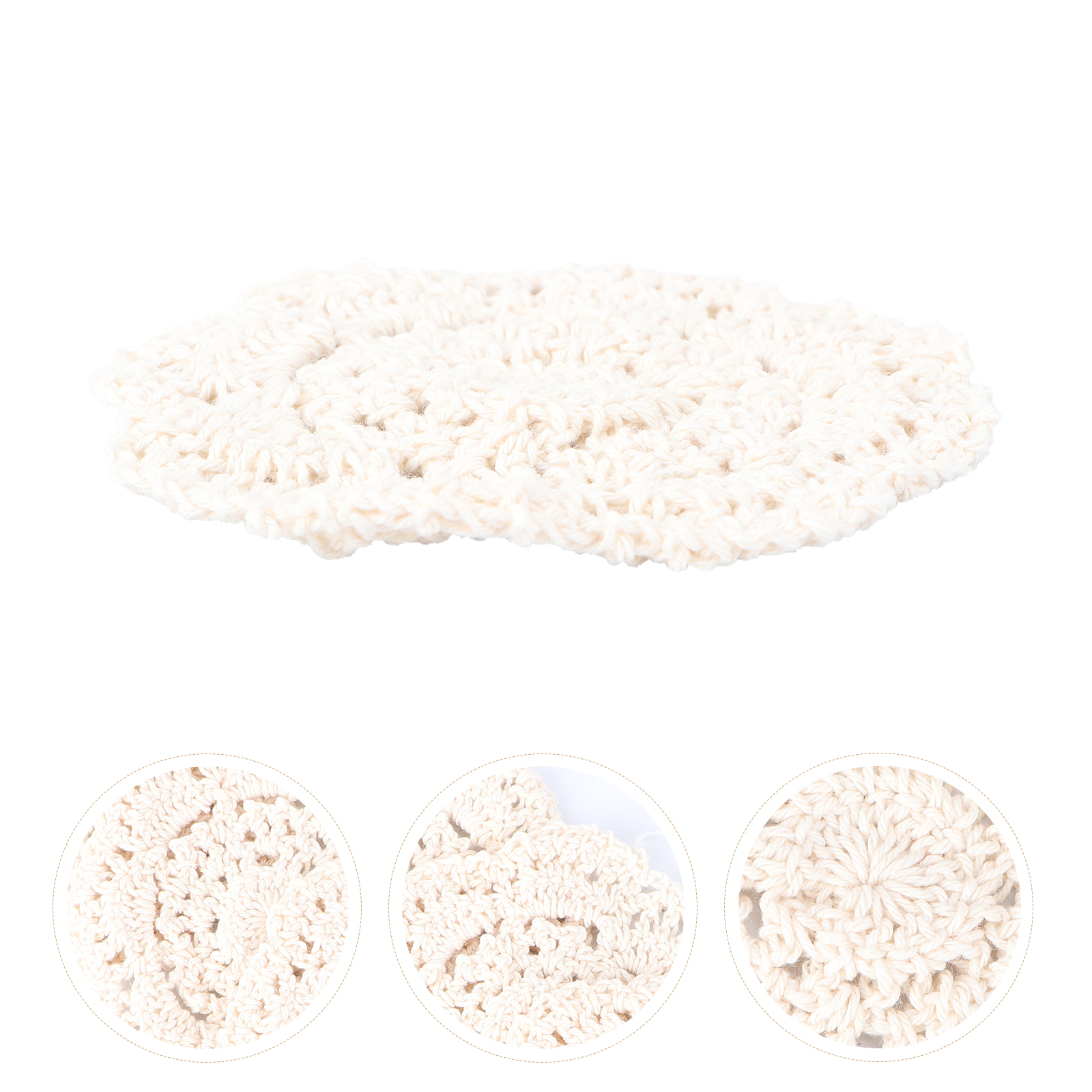 NUOLUX 6 Pcs 10cm Round Lace Crochet Coasters Handmade Vintage Cup Mats Hollow Fashion Placemats Drink Pads