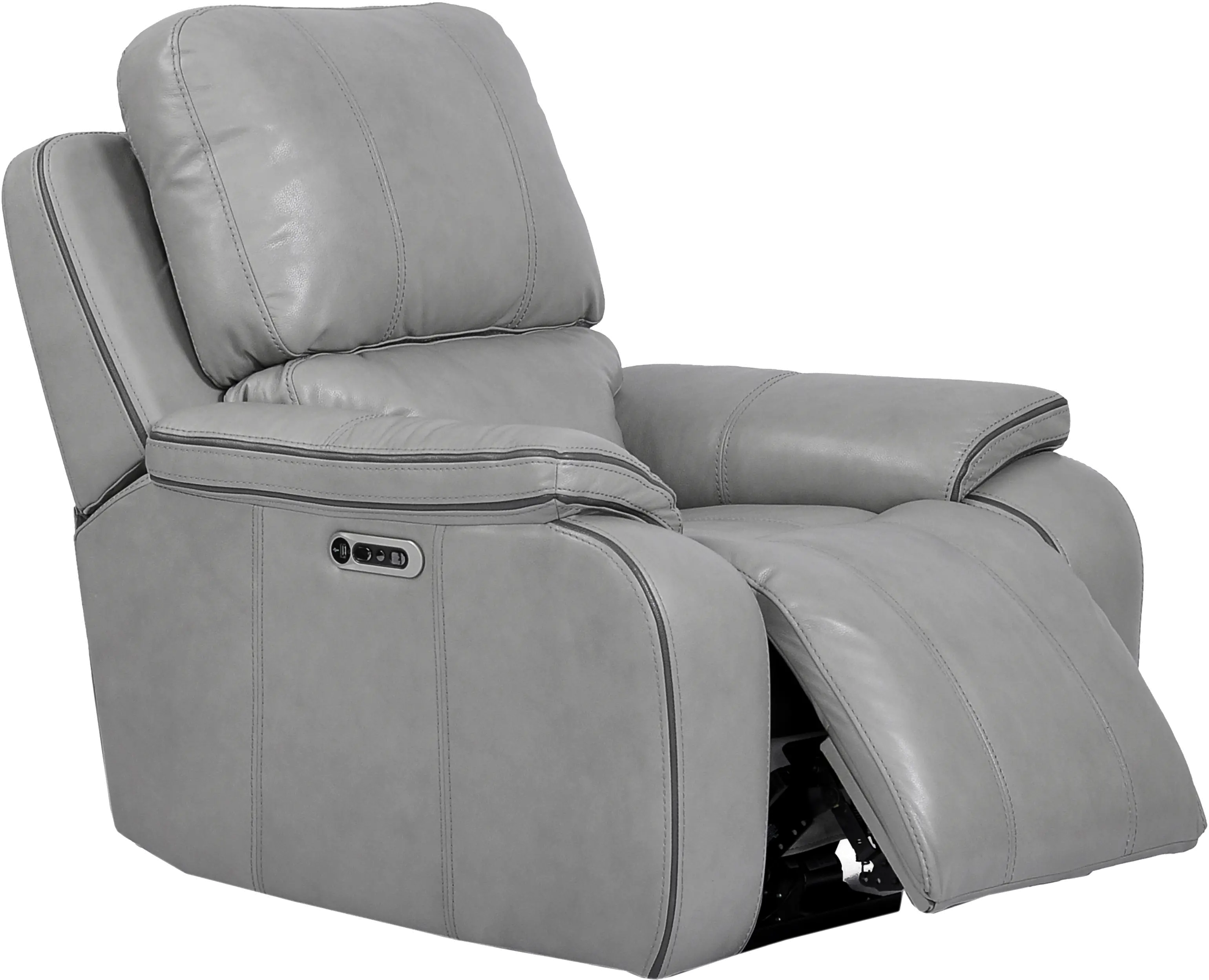 Harry Mist Light Gray Leather-Match Power Recliner