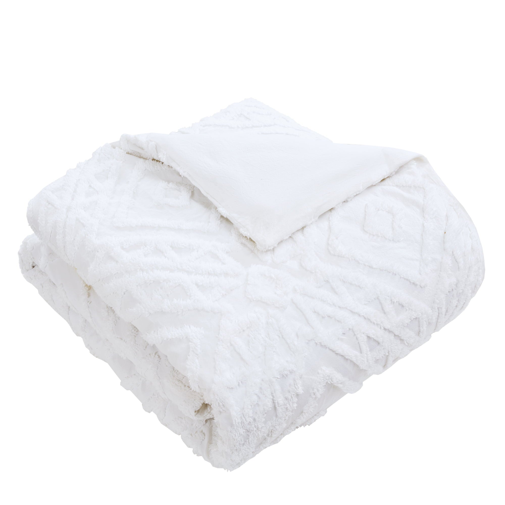 Better Homes and Gardens Chenille 3 Piece Duvet Cover Set， Full/Queen， White