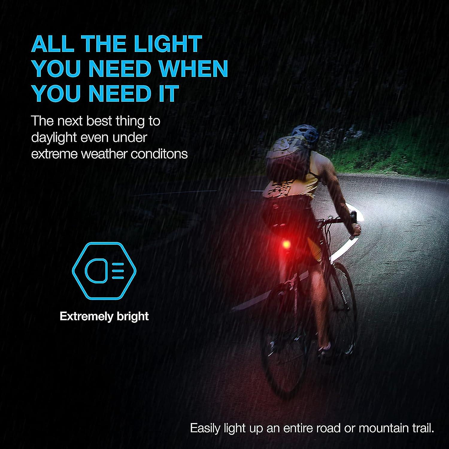 Rechargeable Bike Light Set， Bicycle Light， Instant Install Without Tools， Fits All Bikes - 3 Modes， Bike Lights Front And Back Illumination