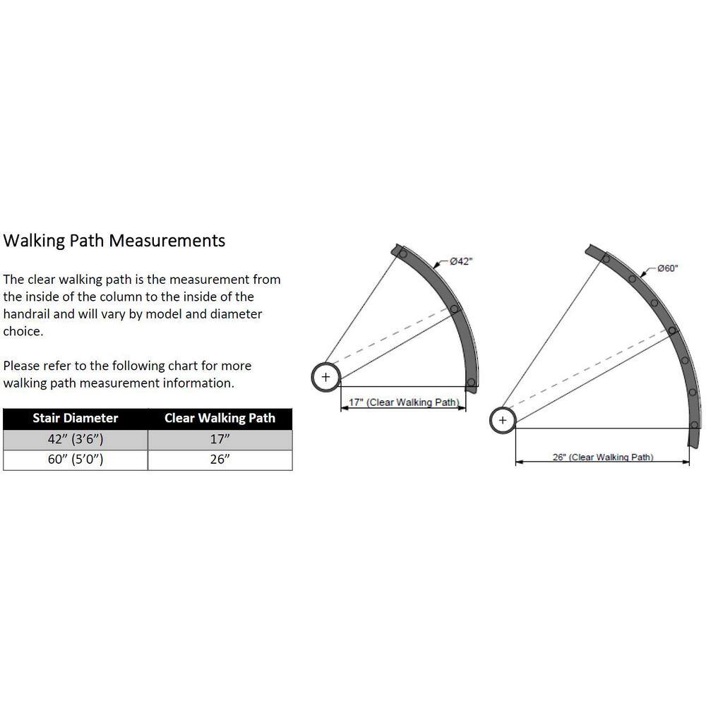 Mylen STAIRS Reroute Galvanized Exterior 42in Diameter Fits Height 102in - 114in 2 42in Tall Platform Rails Spiral Staircase Kit EC42Z11A004