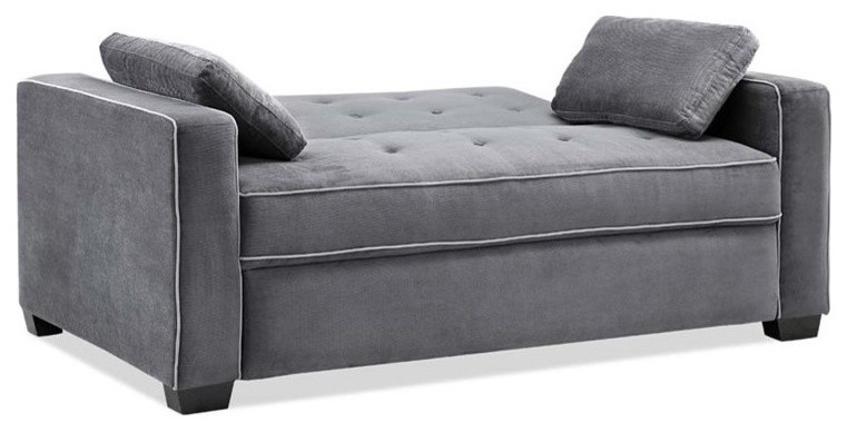 Serta Monroe Queen Convertible Loveseat in Light Gray Fabric Upholstery   Transitional   Sleeper Sofas   by Homesquare  Houzz