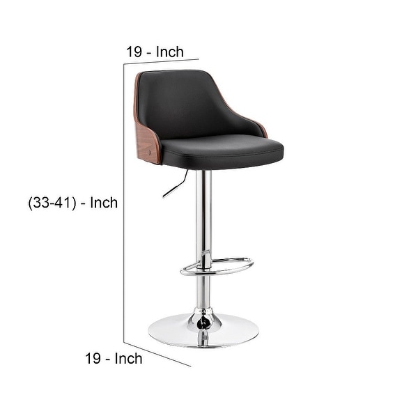 Faux Leather and Metal Adjustable Bar Stool - 19 L x 19 W x 33 H Inches