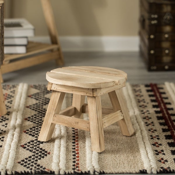 Decorative Antique Wood Style Natural Wooden Accent Stool