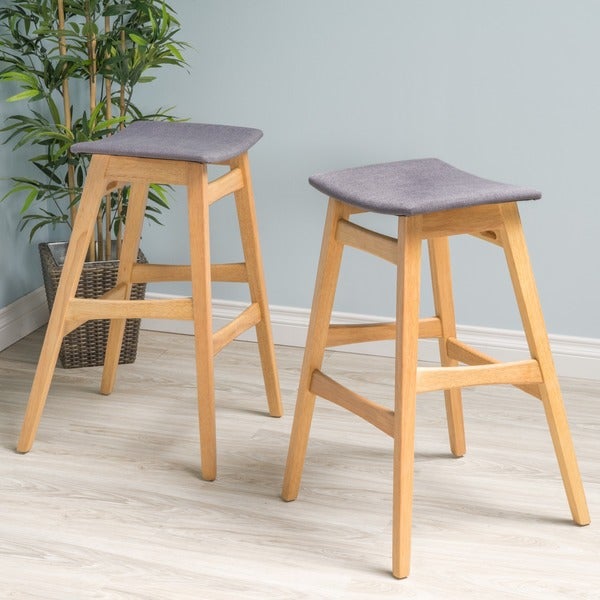 Emmaline Natural Finish Bar Stool (Set of 2) by Christopher Knight Home - N/A