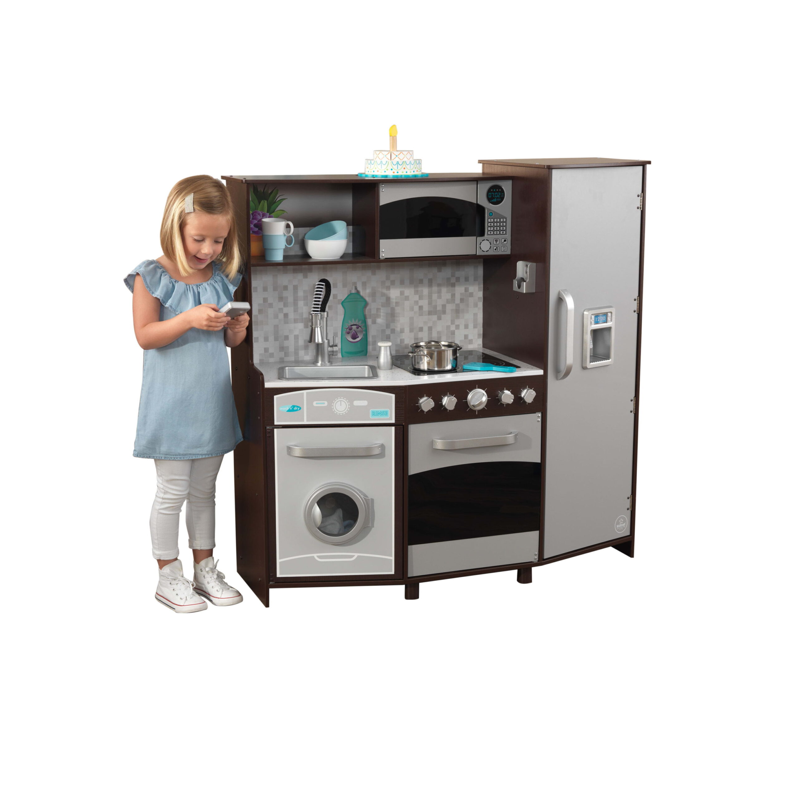 KidKraft Large Wooden Play Kitchen with Lights and Sounds - Espresso