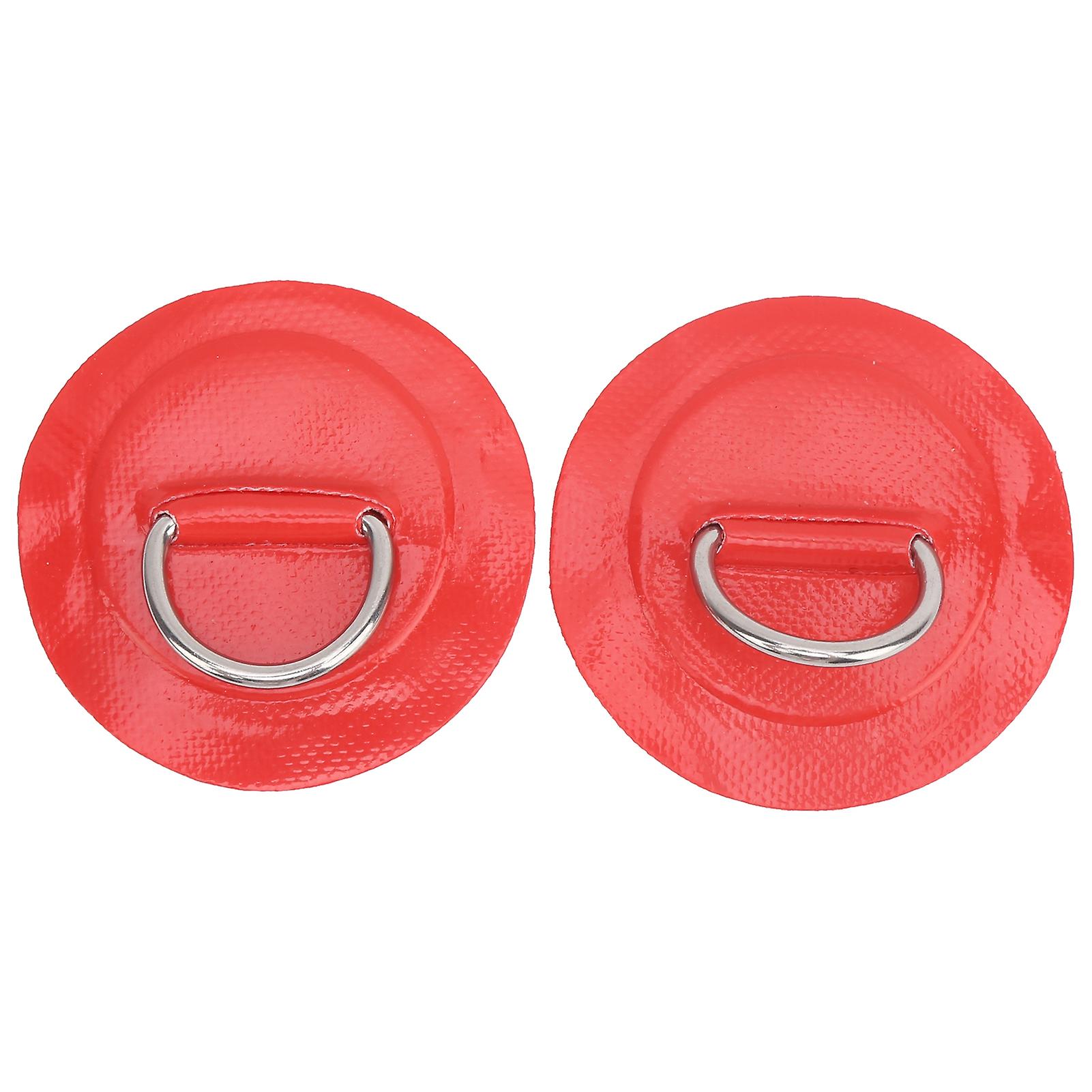 2pcs Inflatable Boat Kayak Dring Pad Patch Pvc Marine Stainless Steel Fixed Buckle(red )