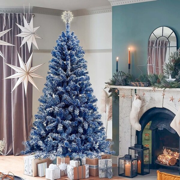 6FT PreLit Hinged Artificial Fir ChristmasTree in Blue