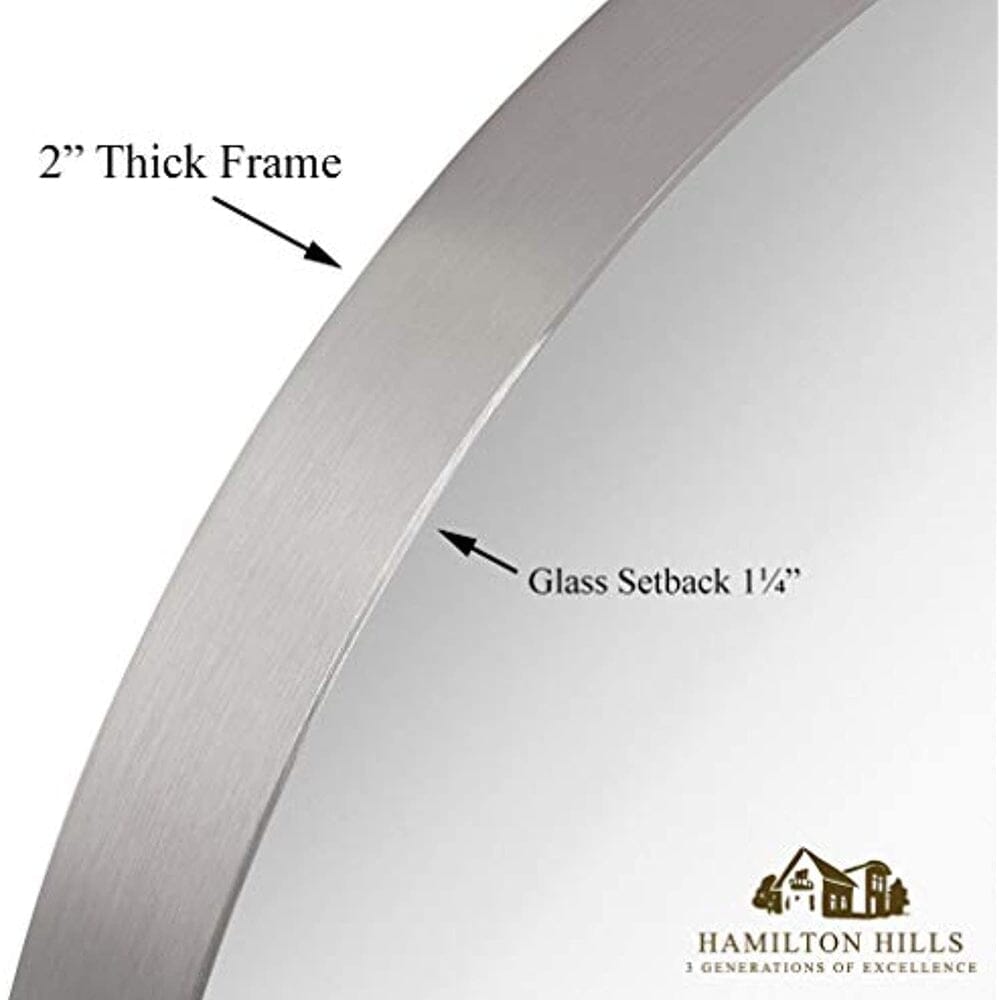 Contemporary Brushed Metal Silver Wall Mirror (18