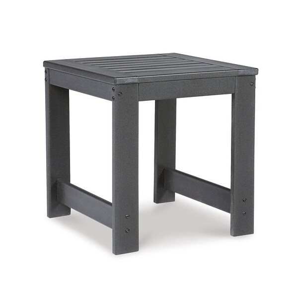 Wigo 22 Inch Outdoor Side End Table，Slatted Top，Modern Charcoal Gray