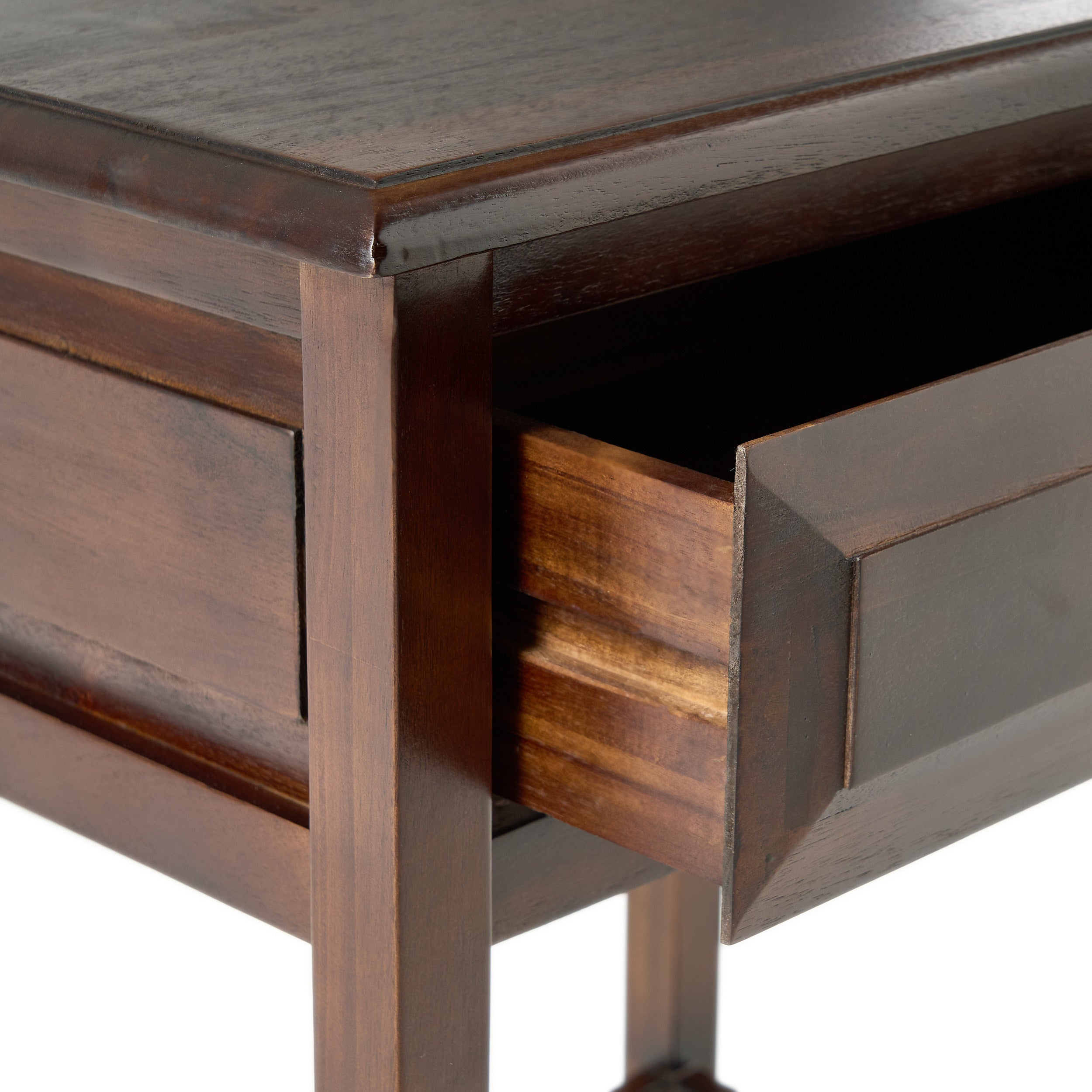 Noah Traditional Brown Mahogany Acacia Wood Accent Table with Top Drawer