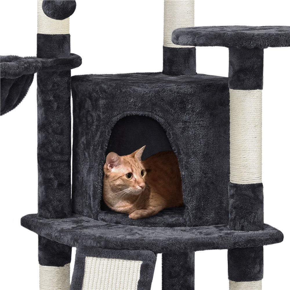 SmileMart 42"H Multilevel Cat Tree Tower with Condo and Perches, Black