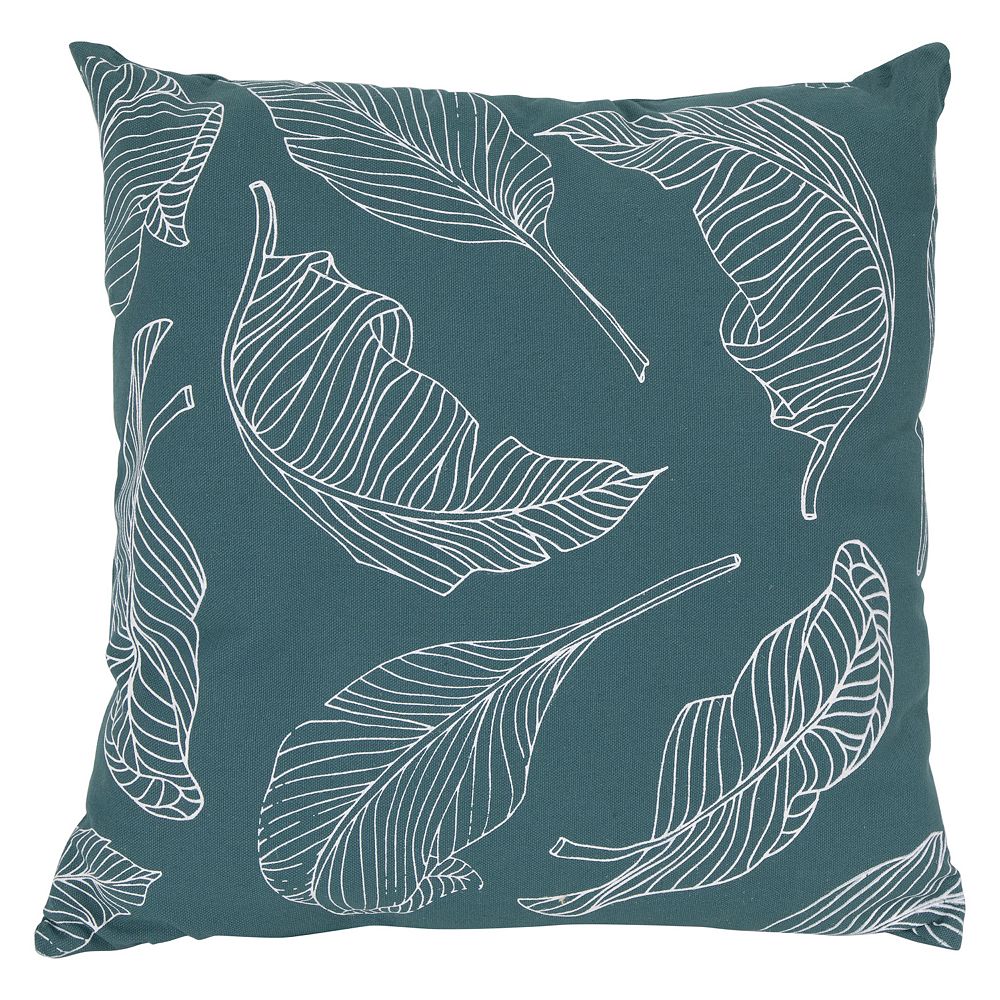 18 Teal Green Tropical Leaf Square Throw Pillow