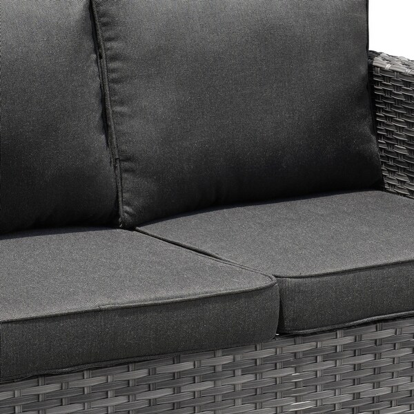 HOOOWOOO Outdoor Patio Furniture Wicker Loveseat Sofa