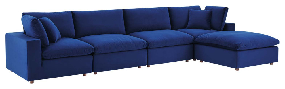 Commix Down Filled Overstuffed Performance Velvet 5 Piece Sectional   Contemporary   Sectional Sofas   by PARMA HOME  Houzz