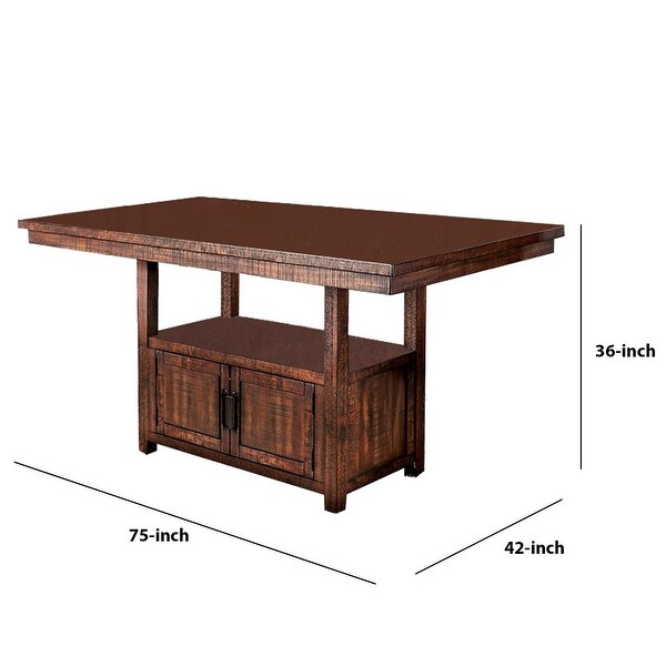 Wooden Counter Height Dining Table with Double Door Cabinet， Brown