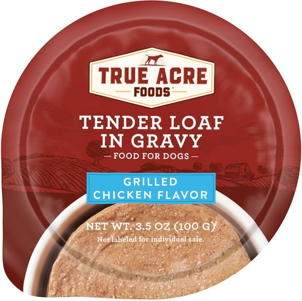 True Acre Foods Grilled Chicken Flavor Tender Loaf in Gravy， Wet Dog Food Cups