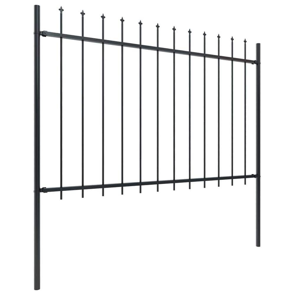 Cisvio Garden Fence with Spear Top Steel 66.9 in. x 47.2 in. Black D0102HELTWV