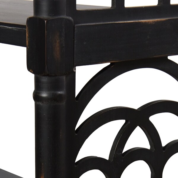 StyleCraft Black with Distressing Three Tier Console Table