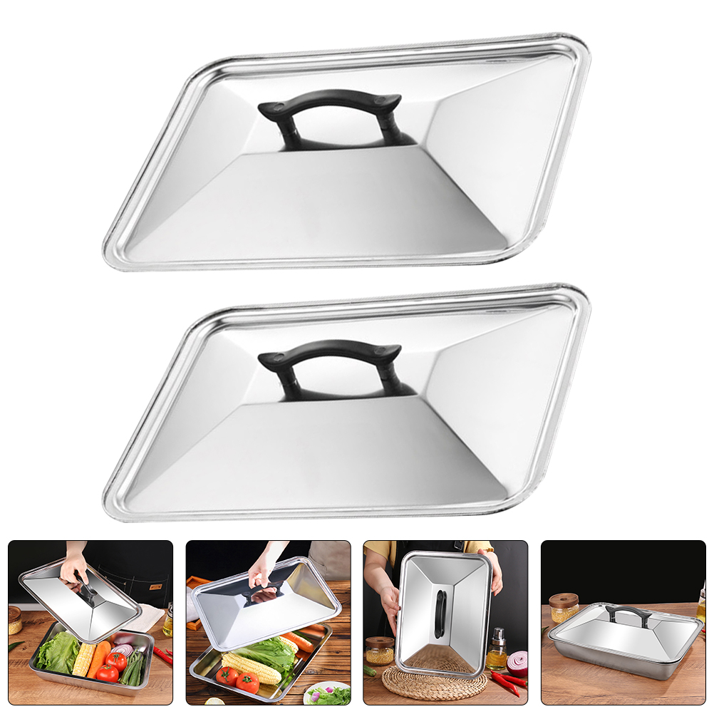 Frcolor Cover Lid Pan Stainless Steeltray Dish Lids Pot Chafing Grilling Chafer Metal Universal Dome Warming Trays Cookware