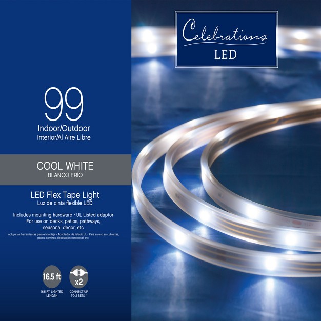 Celebrations Led Cool White 99 Ct Rope Christmas Lights 16 4 Ft