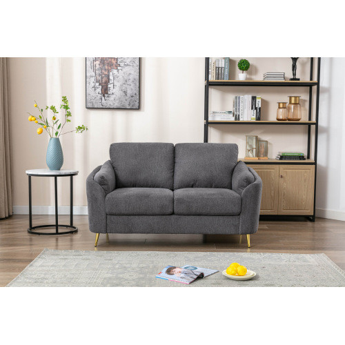 Contemporary 1pc Loveseat Dark Gray with Gold Meta...