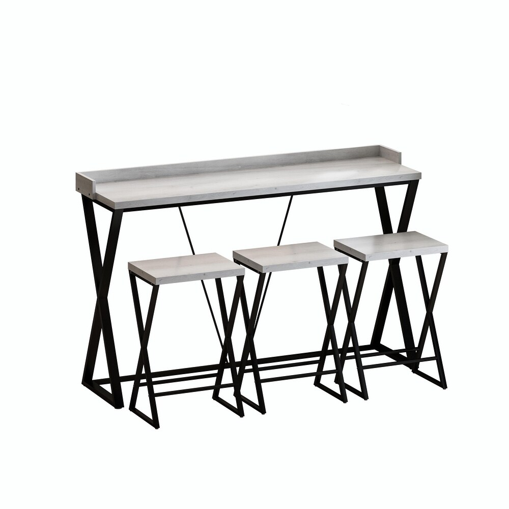 Modern Kitchen Dining Table Set   Stylish Design with X Shaped Table Legs and 3 Stools