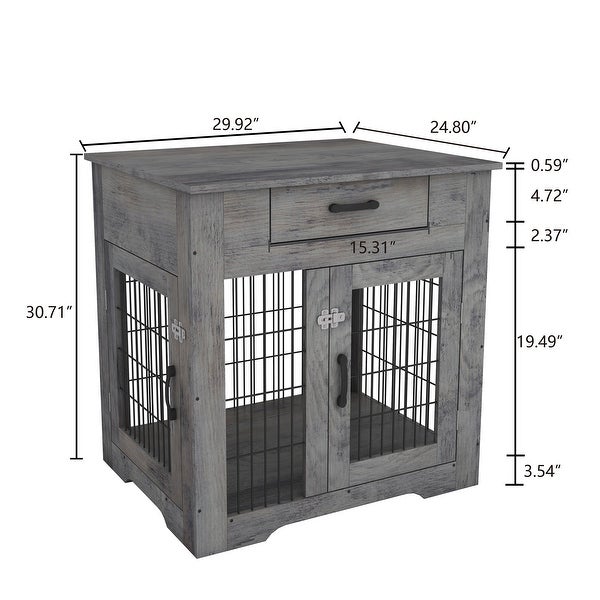 Clihome Dog Crate End Table with Drawer