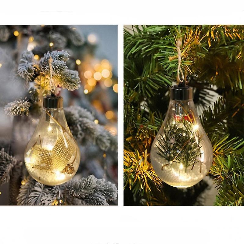 5pcs Christmas Tree Decor Fairy Lights Transparent Led Luminous Night Light Ball Hanging Pendant Home New Year Christmas Decorations