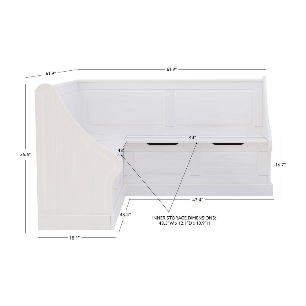 Linon Home Decor Linon Barnett White Corner Breakfast Nook 37.38 in. Tall THD02677