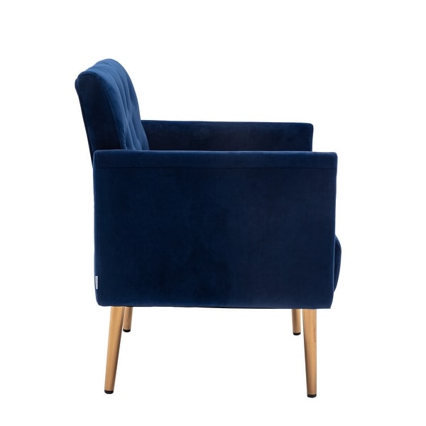 Velvet Upholstered Tufted Accent Chair With Golden feet