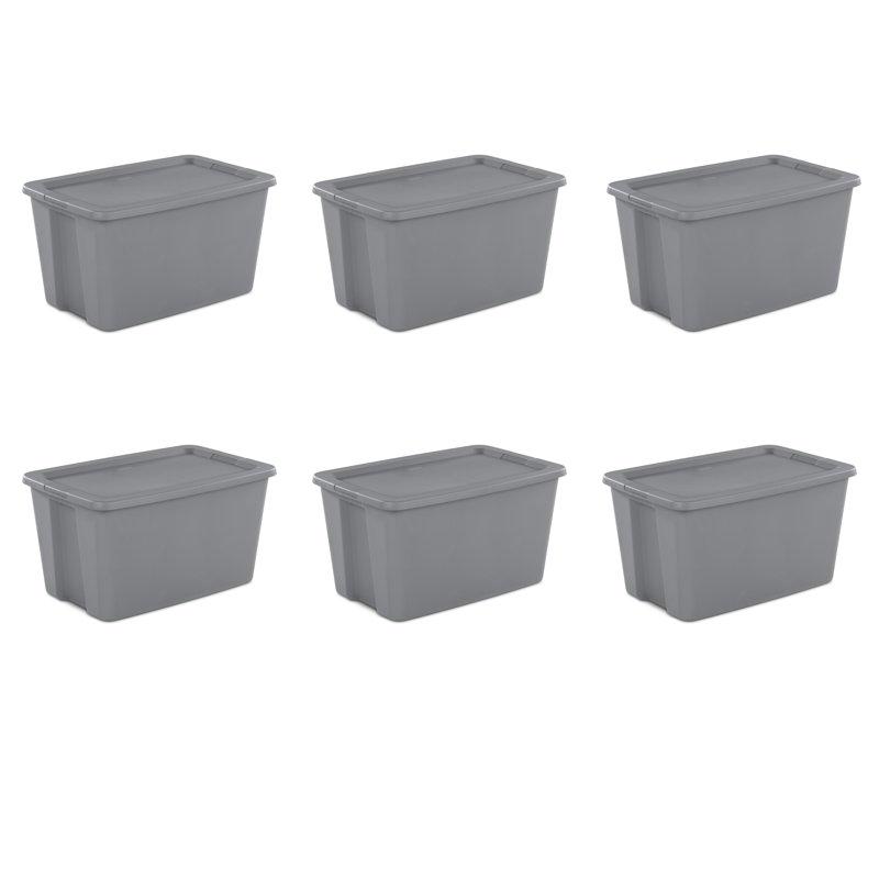 Sterilite 30 Gallon Tote Box Plastic Titanium Set of 6  Crowdfused