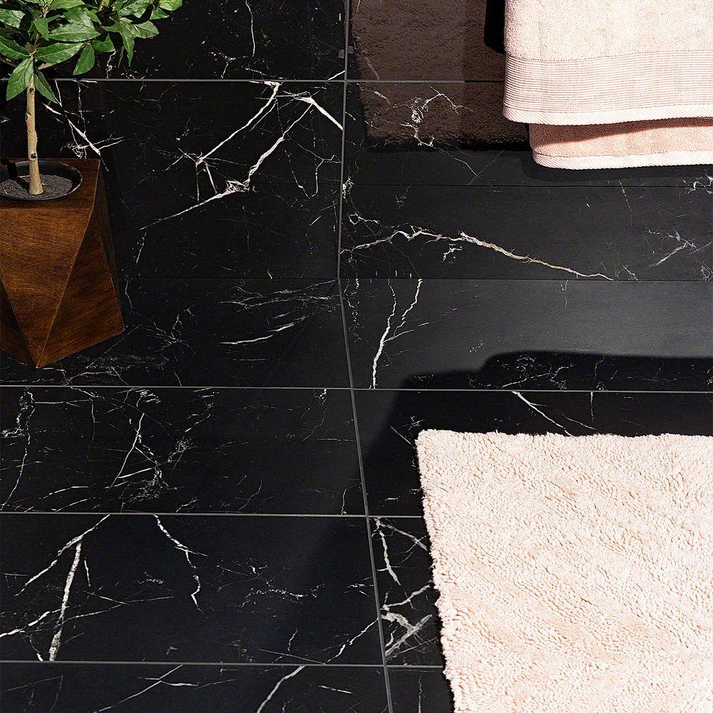 Ivy Hill Tile Marmo Black 11.81 in. x 23.62 in. Matte Marble Look Porcelain Floor and Wall Tile (11.62 sq. ft.Case) EXT3RD101687