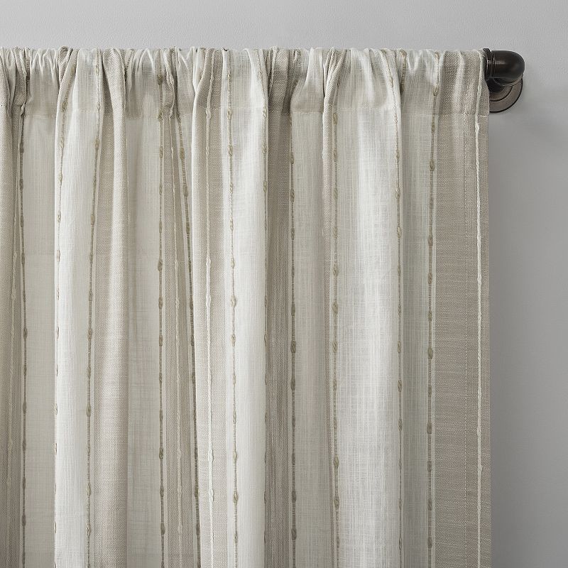 Archaeo Slub Stripe Semi-Sheer Rod Pocket Curtain Panel