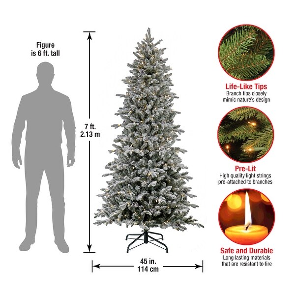 National Tree Company 7 ft. PreLit Snowy Calton Pine Tree with LED Lights