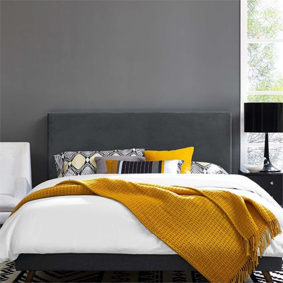 Modway Taylor King and California King Performance Velvet Headboard in Gray   Transitional   Headboards   by Homesquare  Houzz