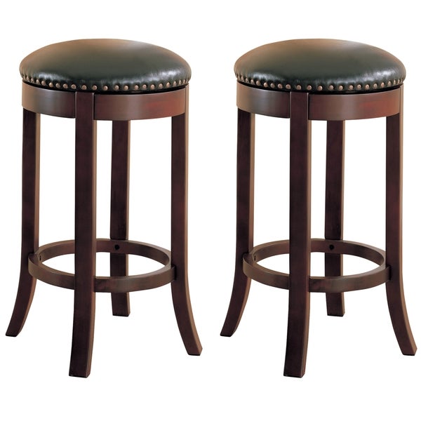 Wilmington Swivel Bar Stools with Nailhead Trim (Set of 2)