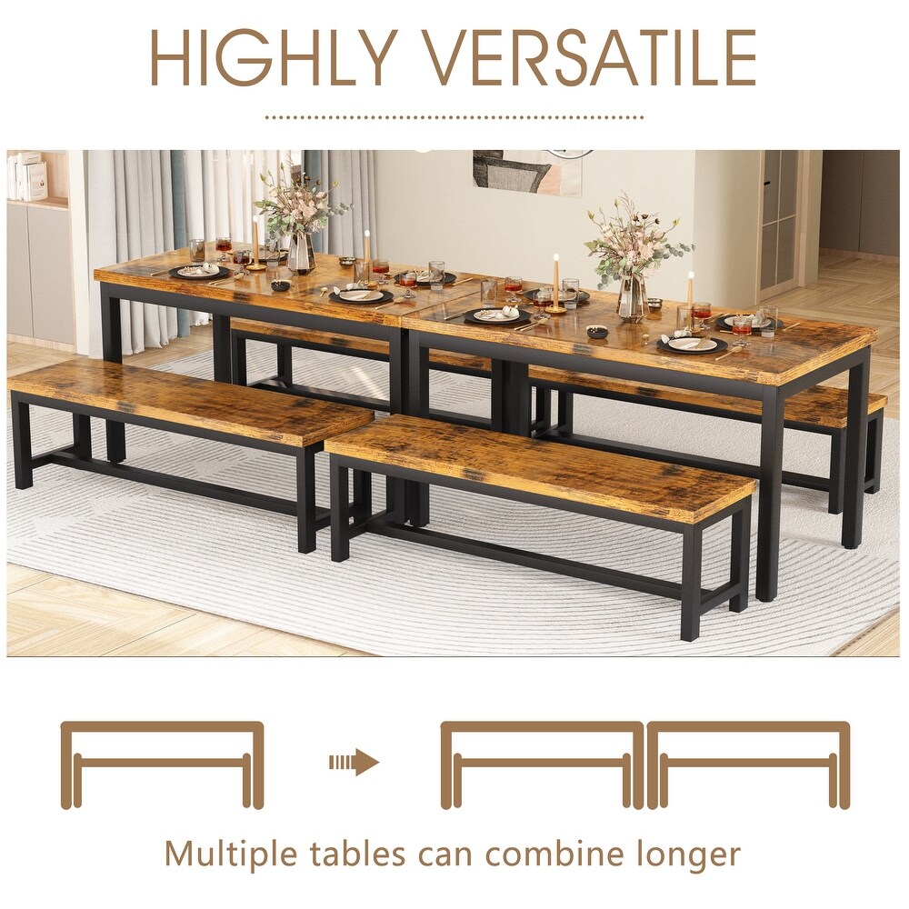 Mieres 3 Piece Dining Table Set with Two Benches  Kitchen Table Set for 4 6 Persons