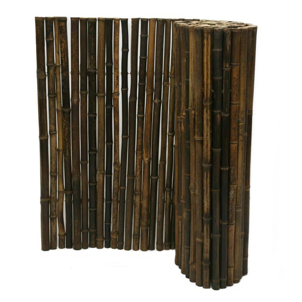 Backyard X-Scapes 1 in. D x 4 ft. H x 8 ft. W Natural Black Bamboo Fencing Garden Screen Rolled Fence Panel 22-B4