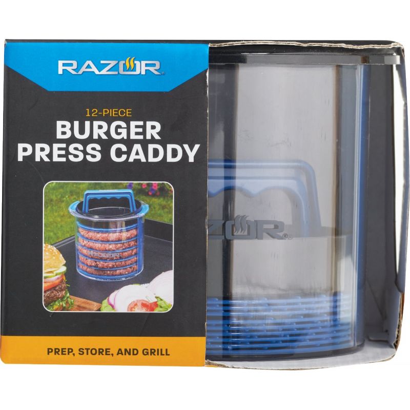 Mr. Bar-B-Q Razor Burger Press Caddy Blue