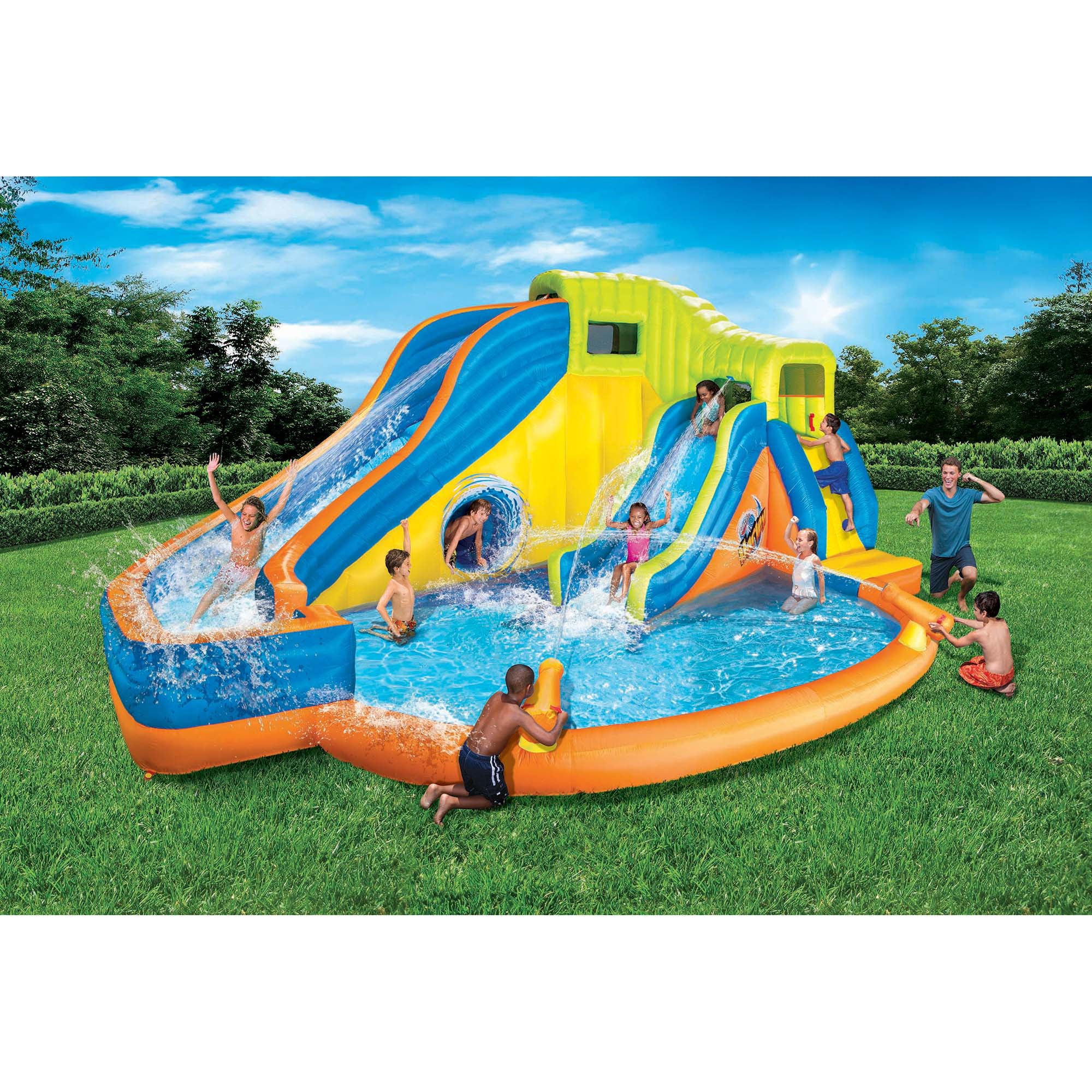 Banzai Pipeline Twist Inflatable Outdoor Water Pool Aqua Park and Slides