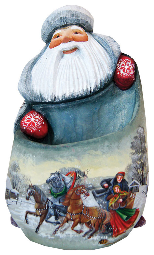 Santa Troika  Woodcarved Figurine   Traditional   Holiday Accents And Figurines   by G. DeBrekht  Houzz