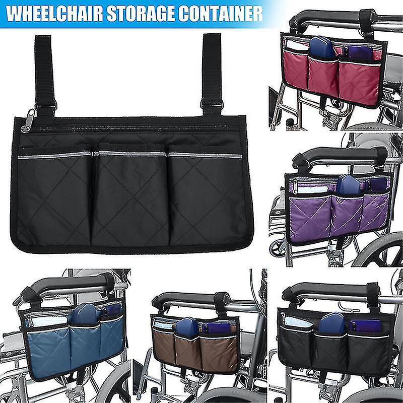 Miman Wheelchair Side Bag Armrest Pouch Organizer Multi-pockets Storage Bag With