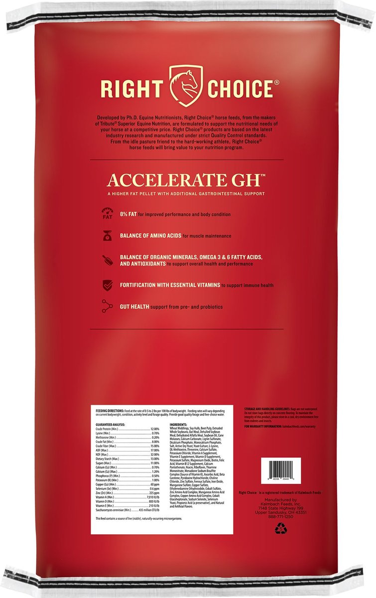 Right Choice Accelerate GH Gut Health Horse Feed