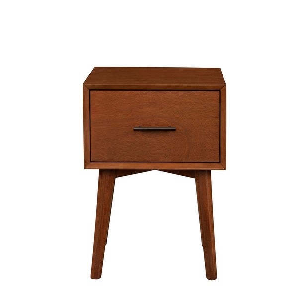 End Table with 1 Drawer and Angled Legs， Brown