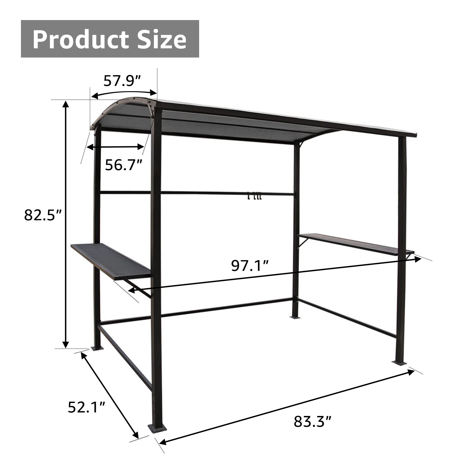 Grill Gazebo 8FT x 4.6FT Outdoor Gazebo Patio Gazebo Canopy Grill BBQ, Gray