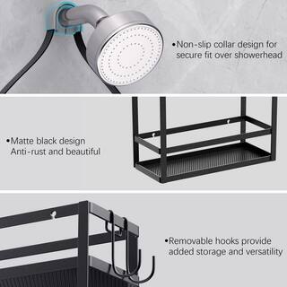 Dracelo Shower Caddy Organizer Mounting Over Shower Head Or Door Extra Wide Space with Hooks for Razorsand in Black B07YXMWQ48